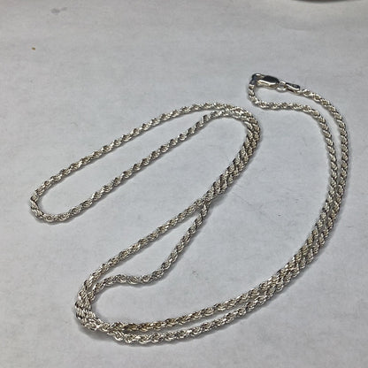 Sterling Silver 24” Diamond Cut Rope Chain Necklace 2mm