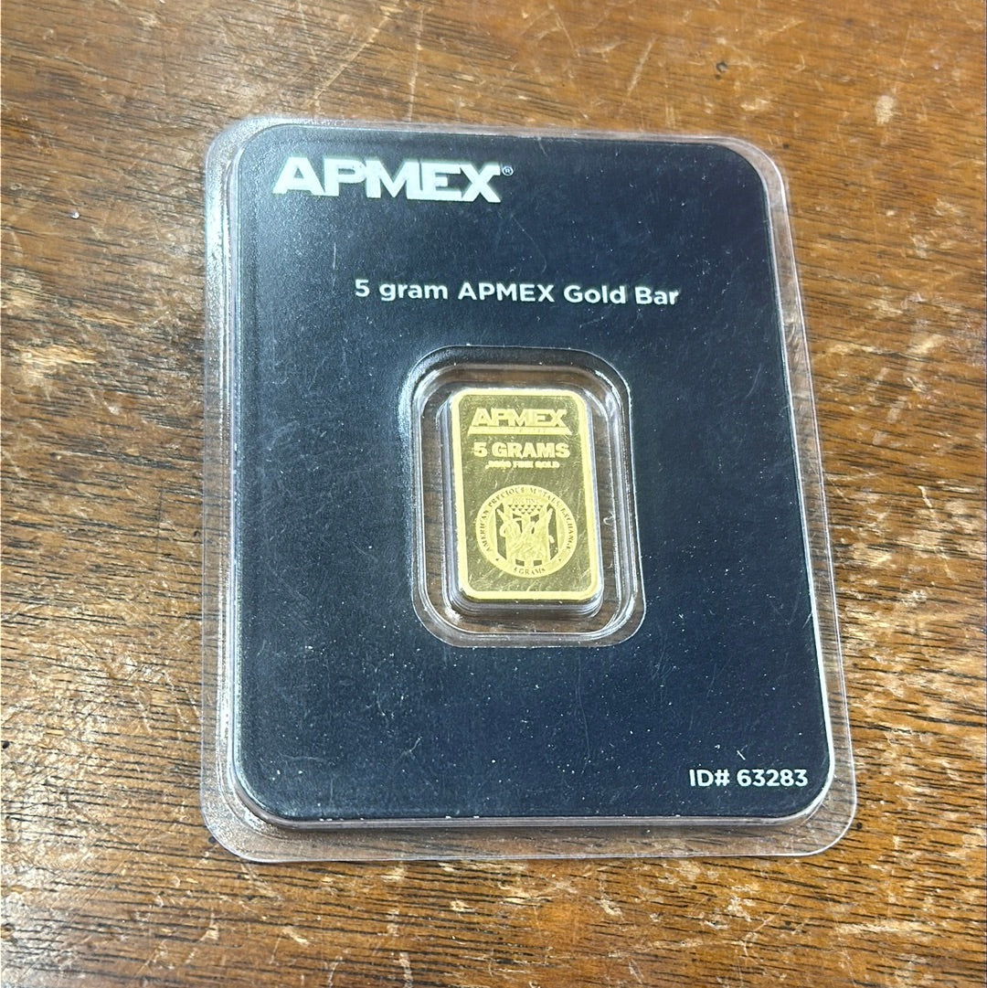 APMEX 5 gram gold bar .999
