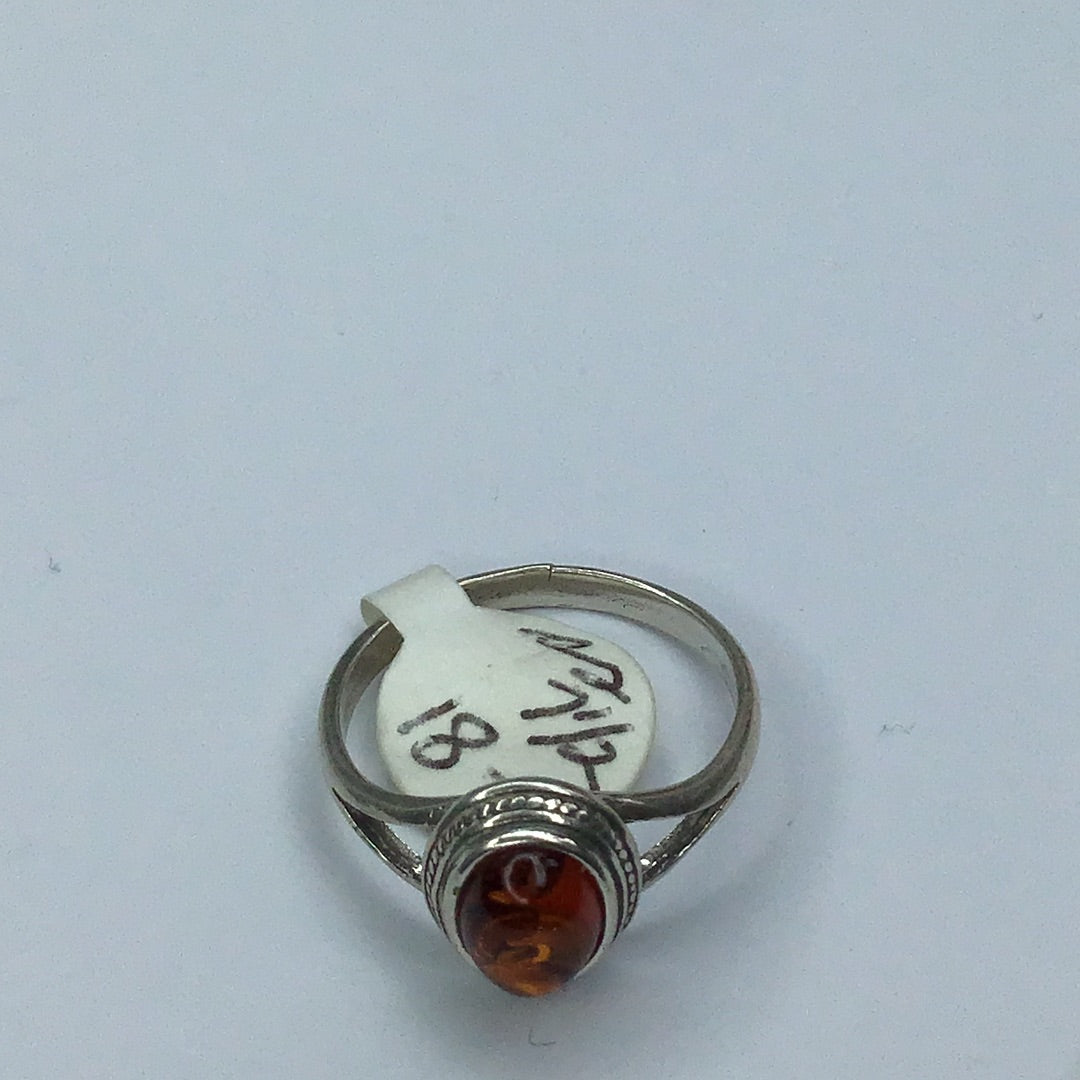 New Sterling Silver 925 Baltic Amber Ring Sz. 7.5