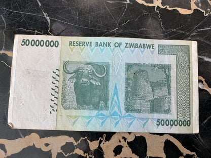 Zimbabwe Hyperinflation 50 Million Dollar Note