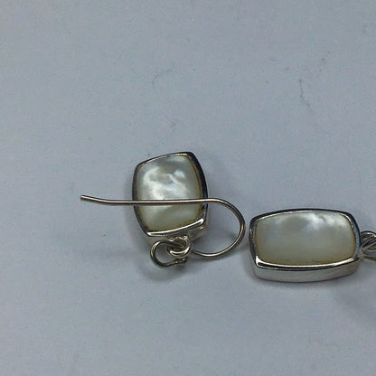 Sterling Silver Mother Of Pearl Wire Dangle Earrings