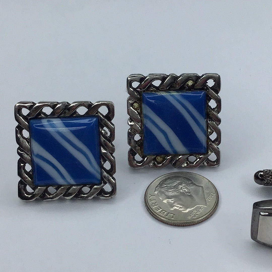 Two pair of Silver Tone Cuff Links