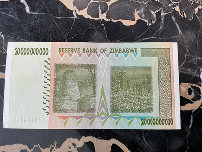 Zimbabwe Hyperinflation 20 Billion Dollar Note