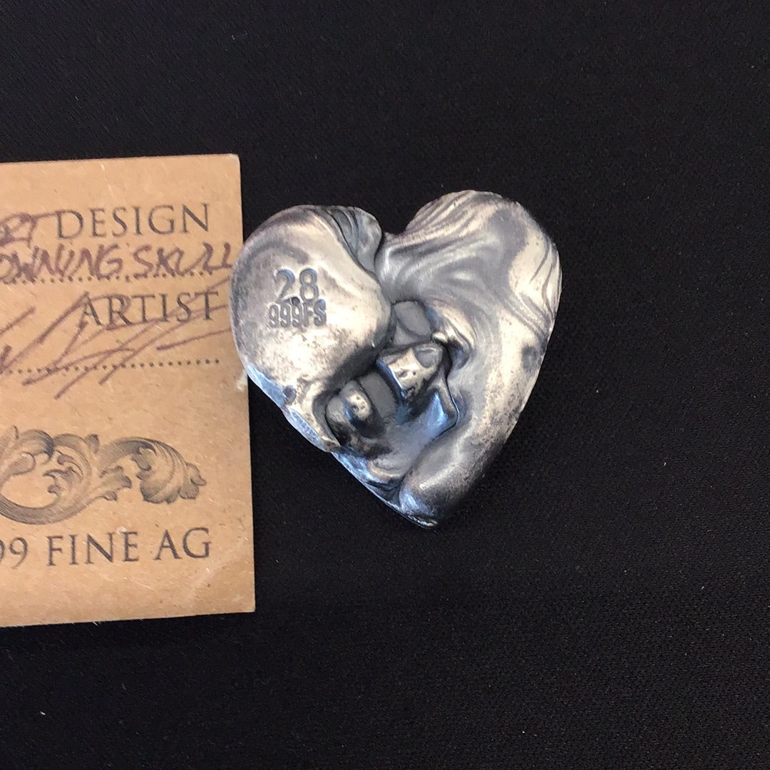 Lady Liberty Bullion 2.8ozt .999 Silver Heart Drowning Skull with COA