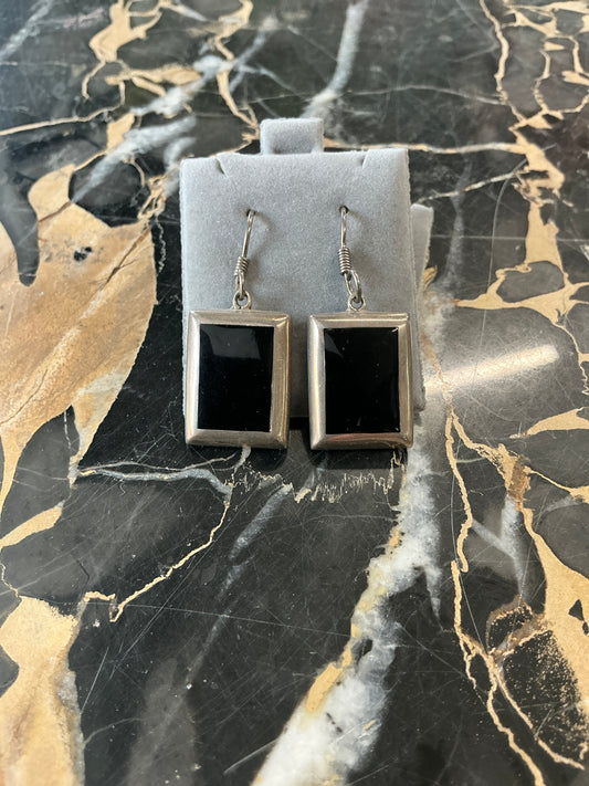 Rectangle Sterling Silver Earrings #E315