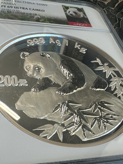 1999 1 Kilo .999 Silver Panda (CHINA) PF69-Ultra Cameo