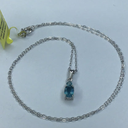 Sterling Silver 925 Blue Topaz Pendant with 925 20” Chain