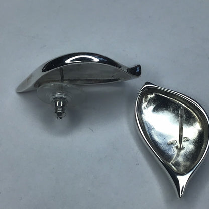 New Sterling Silver 925 Designer Signed Modernist earrings