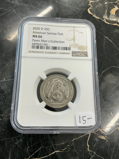 PF66 Ultra Cameo 2020 S Clad American Samoa Park Quarter