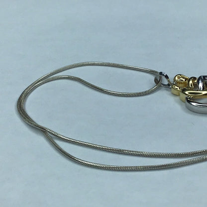 Yellow Gold Over Sterling Silver 925 Mother Child Diamond Heart Pendant W/adjustable Snake Chain 16 to 18 inches.