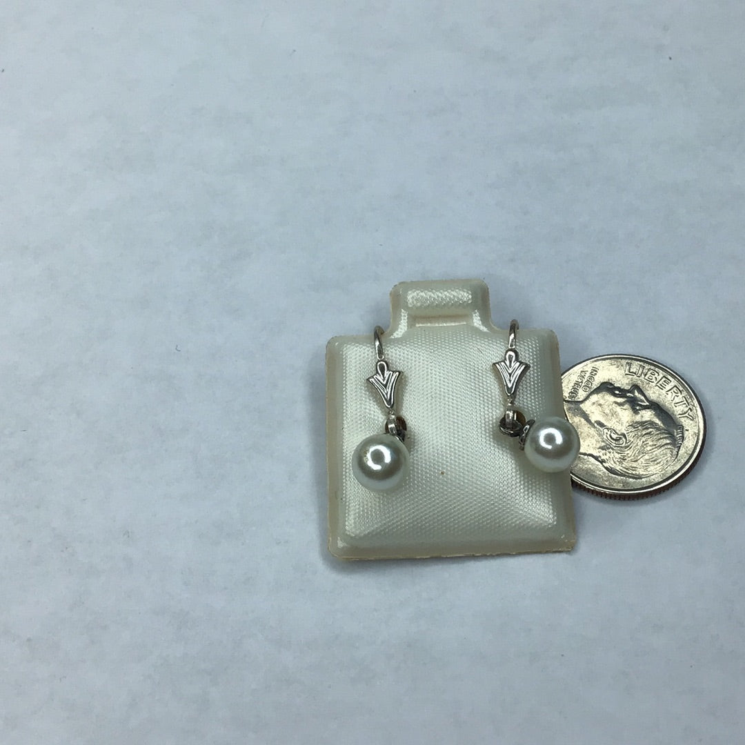 New Sterling Silver 925 Genuine Pearl Wire Drop Dangle Earrings - Pawn Man Store