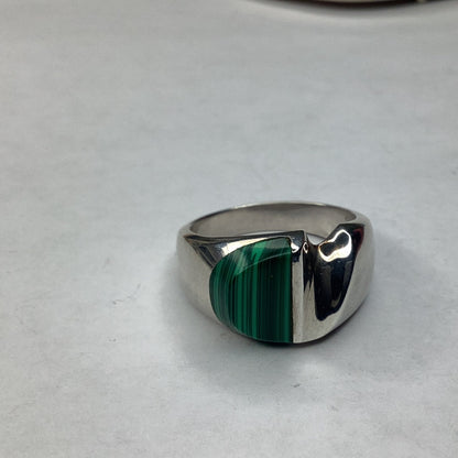 Sterling Silver Mexico Ring With Malachite Stone sz. 11.75