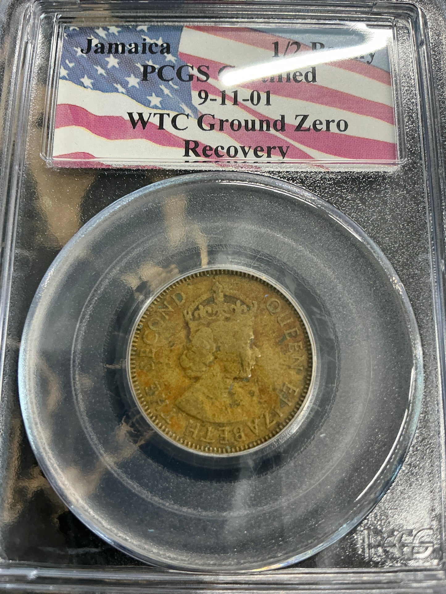 9/11 WTC Ground Zero Recovery Coin Jamaica 1/2 Penny