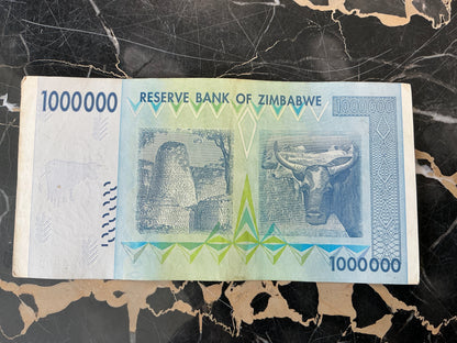 Zimbabwe Hyperinflation 1 Million Dollar Note