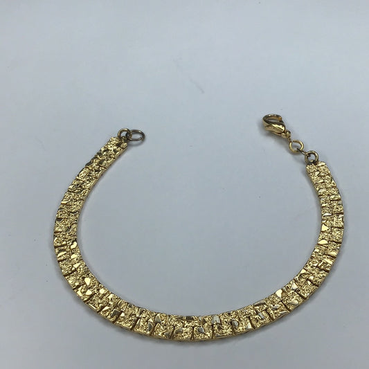 Yellow Gold Tone 6mm Nugget Style Bracelet 7.25” - Pawn Man Store