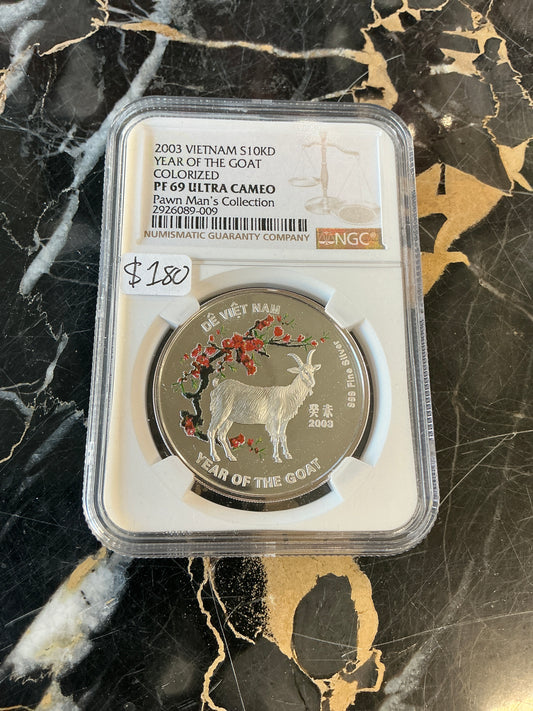 2003 Vietnam S10KD Year of the Goat Colorized PF 69 Ultra Cameo