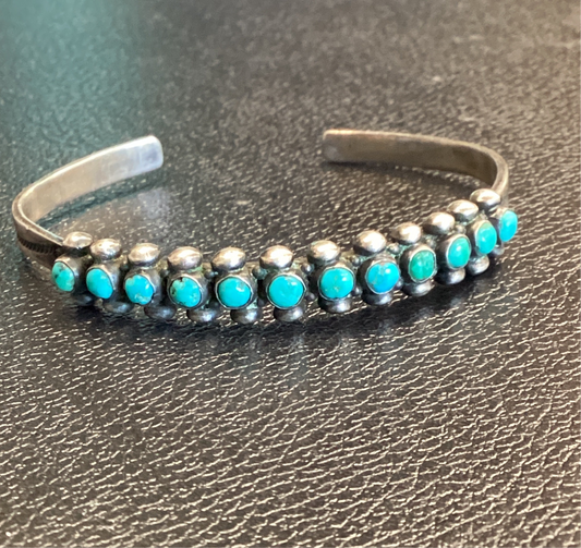 Vintage Sterling Silver Zuni Snake Eyes Bracelet