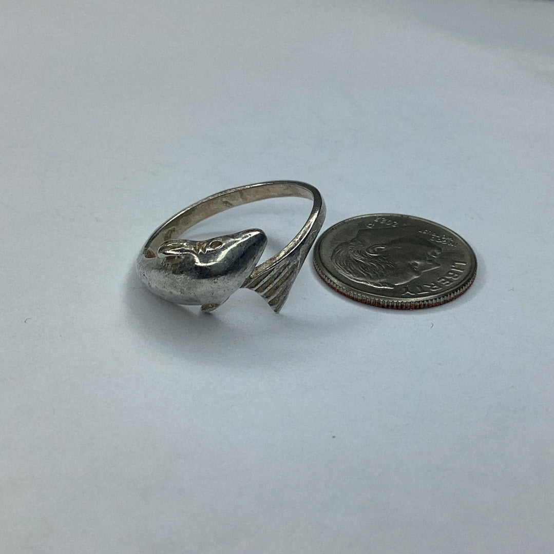 Sterling Silver Dolphin Ring sz. 6.5 - Pawn Man Store