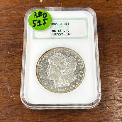 1885 O NGC MS63 Deep Mirror Proof Like Morgan Silver Dollar Vintage Fatty Slab