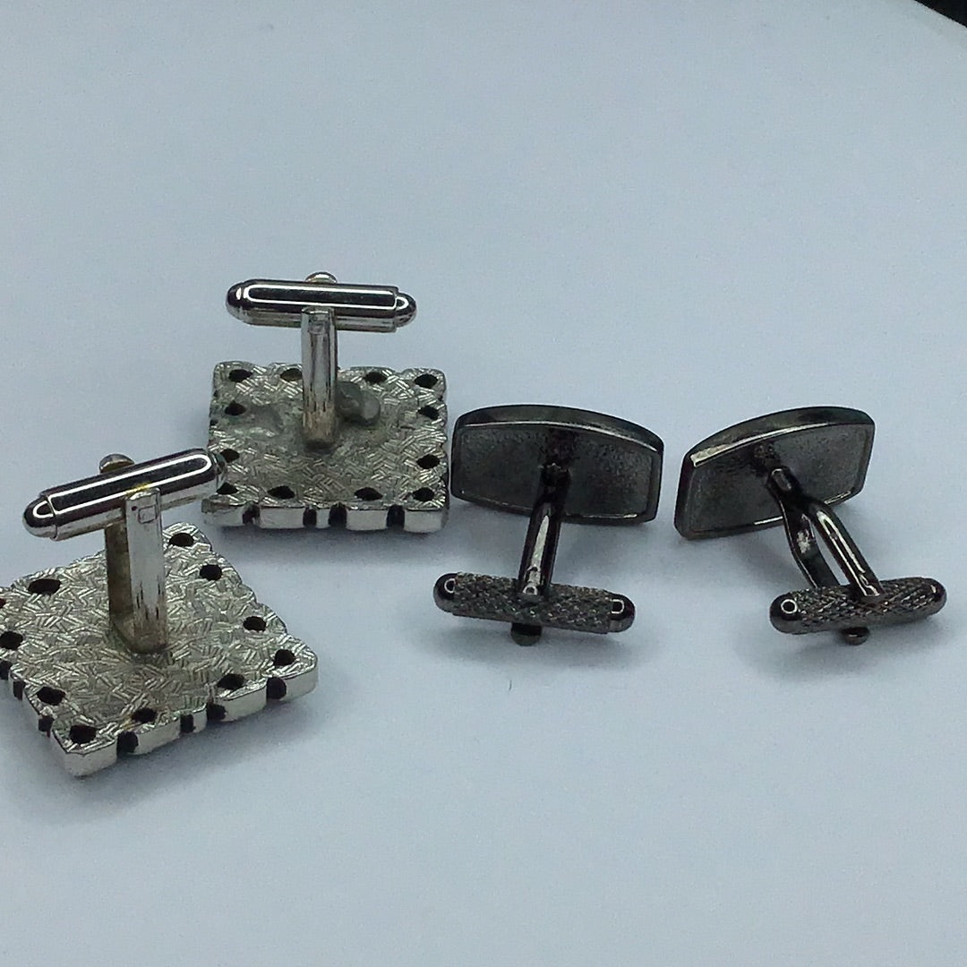 Two pair of Silver Tone Cuff Links