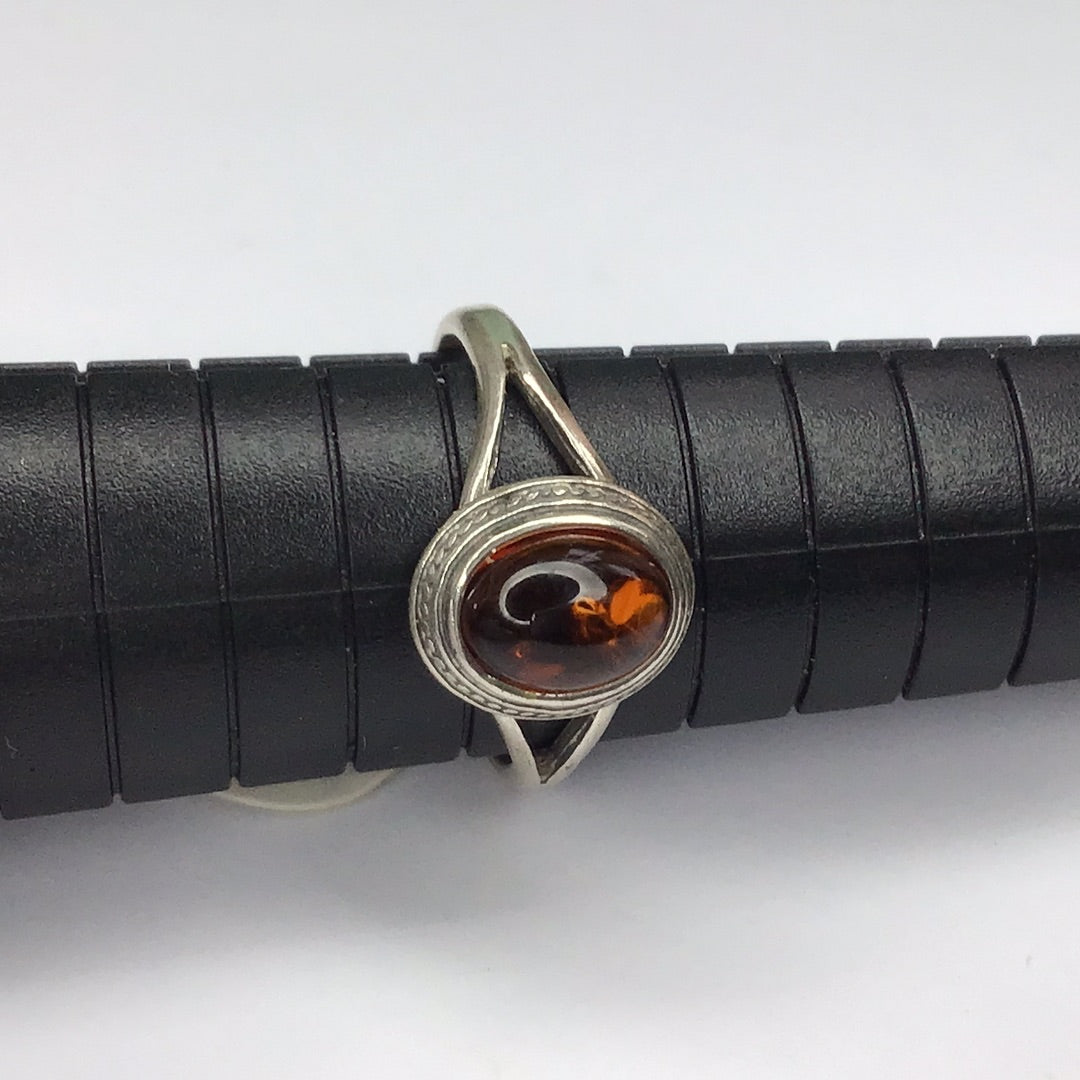New Sterling Silver 925 Baltic Amber Ring Sz. 7.5