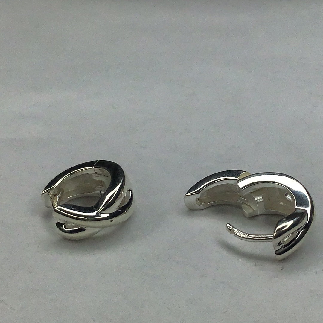 Sterling Silver 925 Small X Huggie Hoop Earrings New - Pawn Man Store