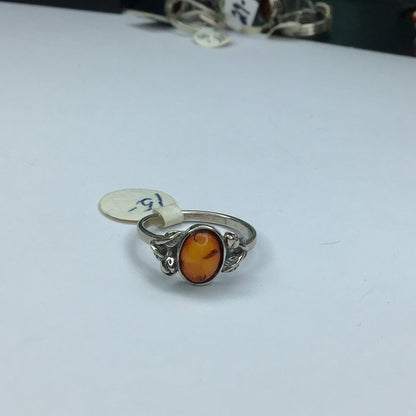 Fine New Sterling Silver 925 Baltic Amber Ring Sz. 5.5