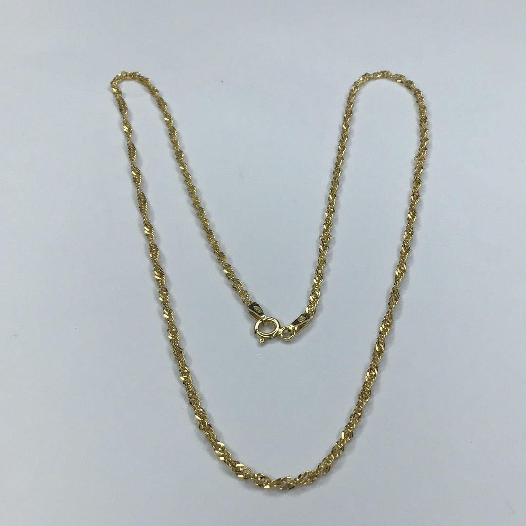 Yellow Gold Over Sterling Silver Twisted Link Style Chain Necklace 18” 925 Italy