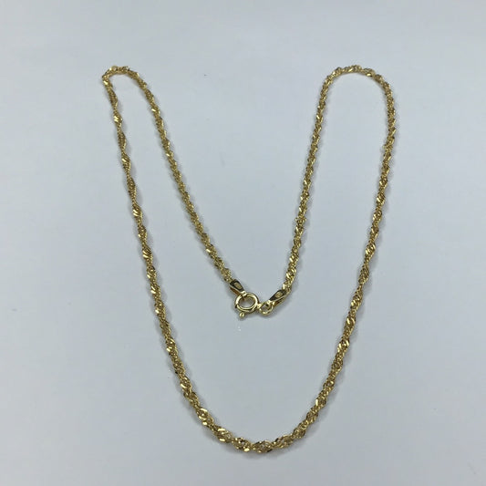 Yellow Gold Over Sterling Silver Twisted Link Style Chain Necklace 18” 925 Italy - Pawn Man Store