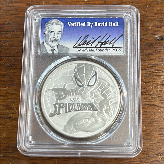 2017 PCGS MS70 Spider Man signed by David Hall