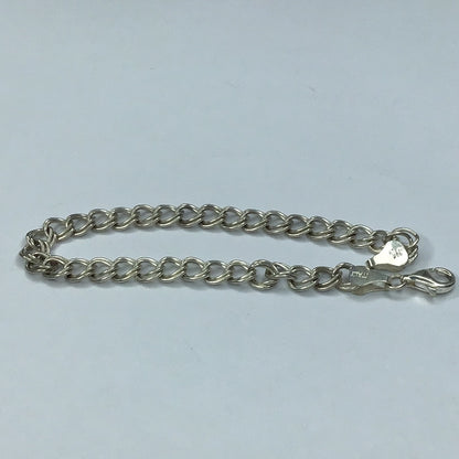Sterling Silver 925 Italy Double Link Charm Bracelet  7.20”
