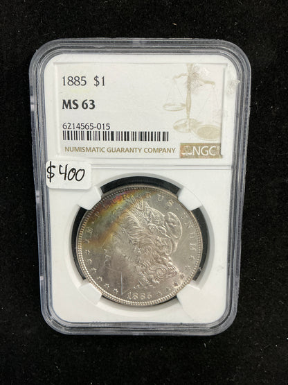 1885 Morgan Silver Dollar MS 63