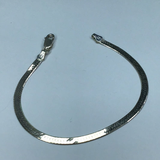 Fine Sterling Silver 925 Italian 3mm Herringbone Bracelet 7”