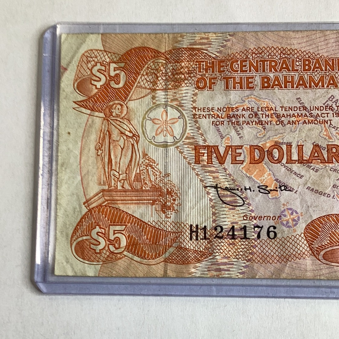 Central Bank of the Bahamas $5 Dollar note