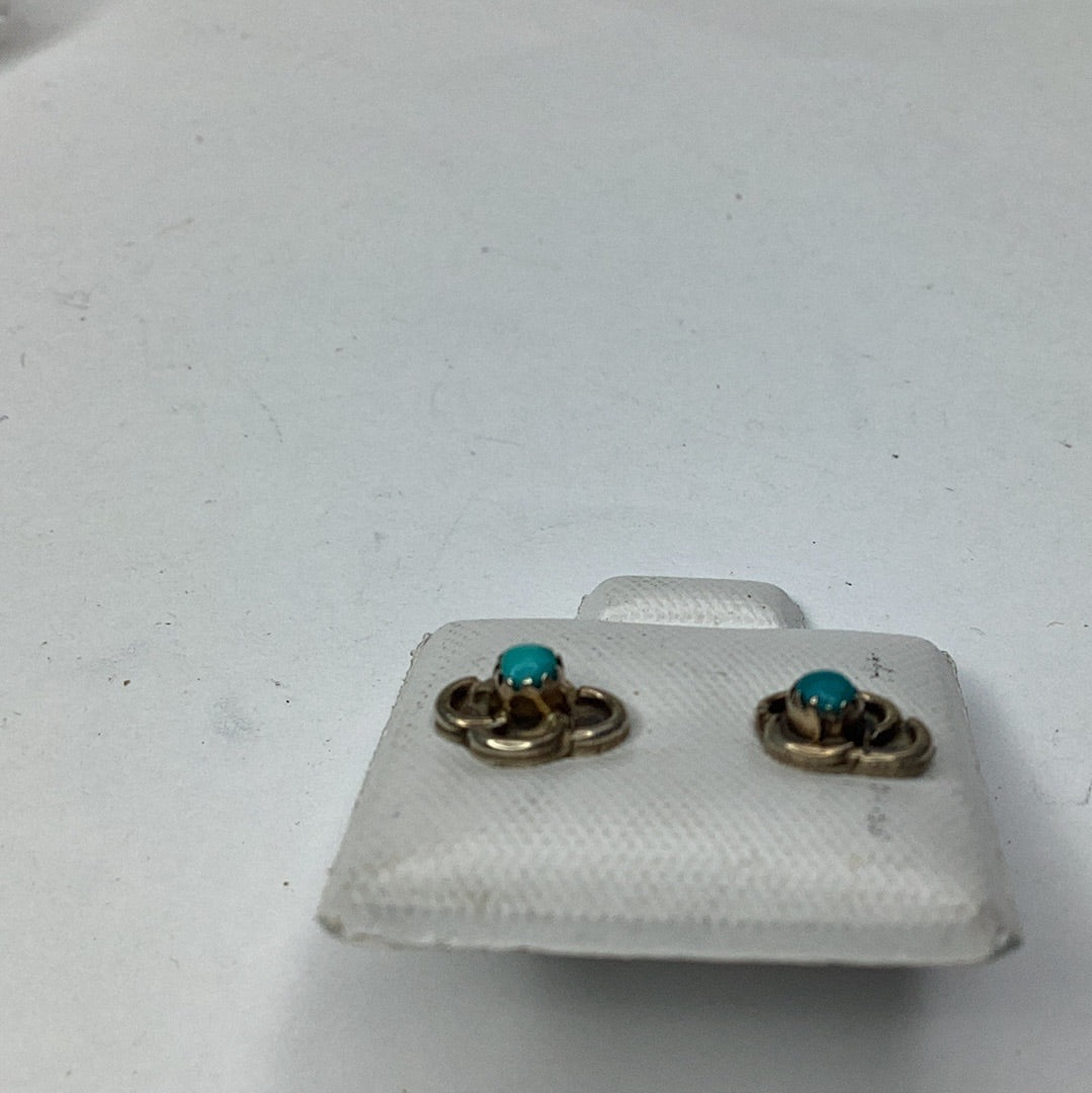Sterling Silver 925 & Turquoise Stud Earrings New