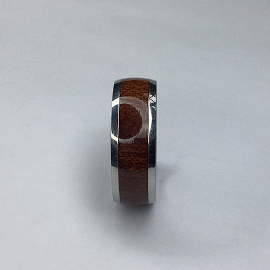 Stainless Steel Faux Wood Grain 8mm Wide Ring sz. 10 - Pawn Man Store