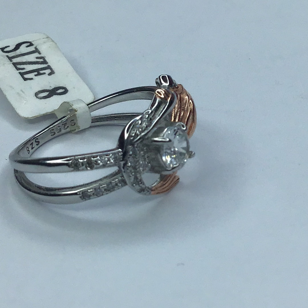Fine New Disney Princess Ring Sterling Silver 925/Rose Gold Tone W Cubic Zirconia Sz. 8