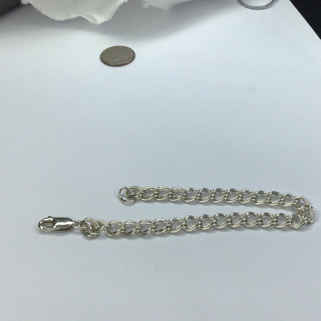 Fine Sterling Silver Double Link Charm Bracelet 7” - Pawn Man Store