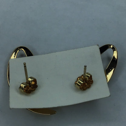 New 14K Yellow Gold Over Sterling 925 Modernist Earrings