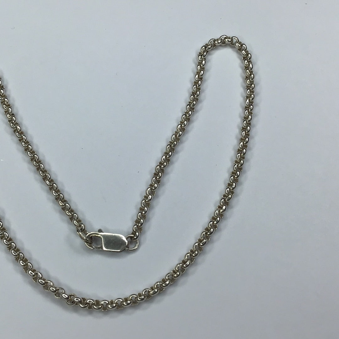 Sterling Silver 925 3mm Wide Rolo Link Chain Necklace 16”