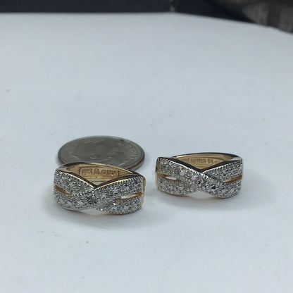 Yellow Gold Over Sterling Silver 925 & Diamond X Earrings