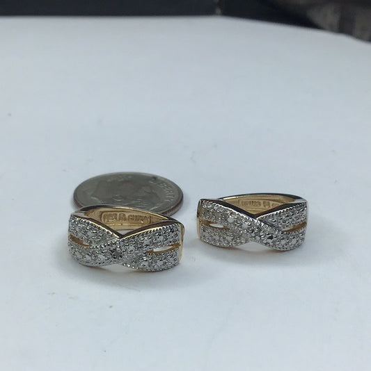 Yellow Gold Over Sterling Silver 925 & Diamond X Earrings - Pawn Man Store