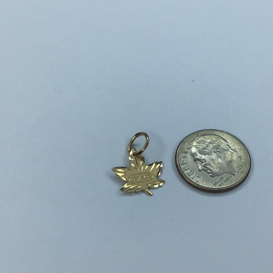 10 K Yellow Gold Maple Leaf Charm-Pendant, Canada
