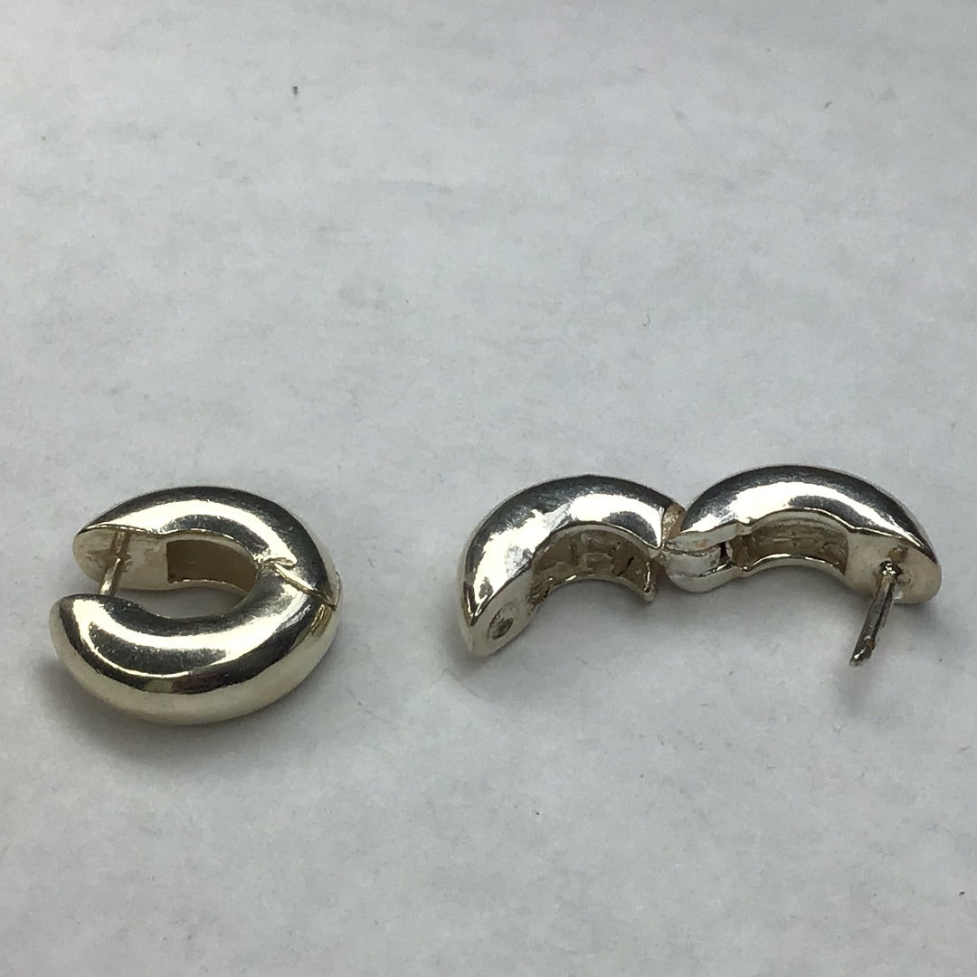 Sterling Silver 925 Huggie Hoop Earrings Reversible Hinged NEW - Pawn Man Store
