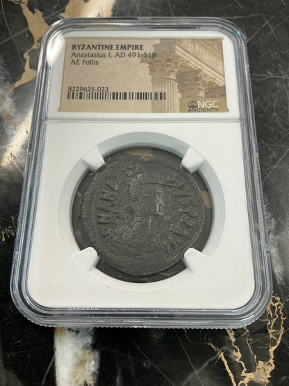 Ancient Coin Byzantine Empire Anastasius I, AD 491-518