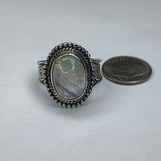 Sterling Silver 925 Cabochon Moonstone Ring sz. 8 - Pawn Man Store