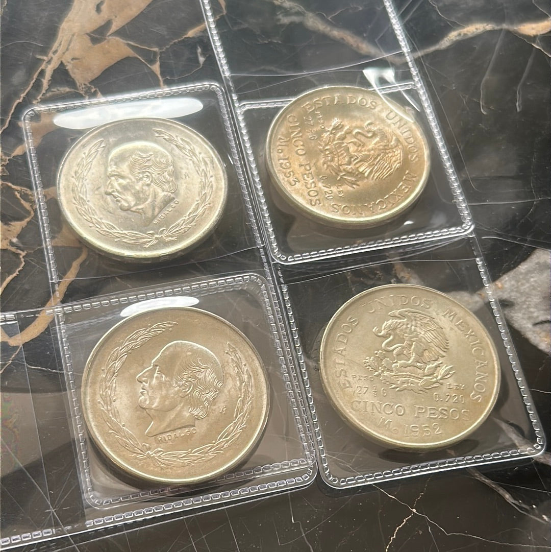 1950s BU Mexico 5 Peso .720 silver (random)