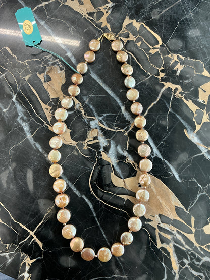 Coin Pearl Necklace with 14k Clasp