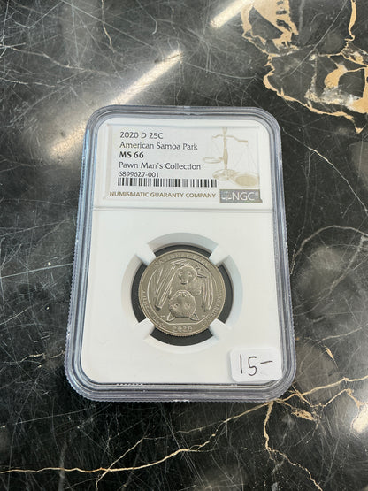 PF66 Ultra Cameo 2020 S Clad American Samoa Park Quarter