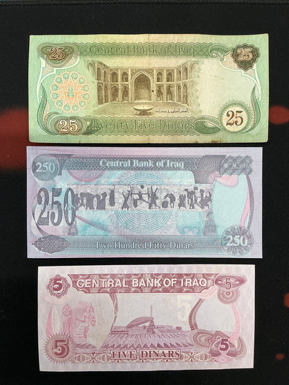 Lot of 3 Iraqi Currency